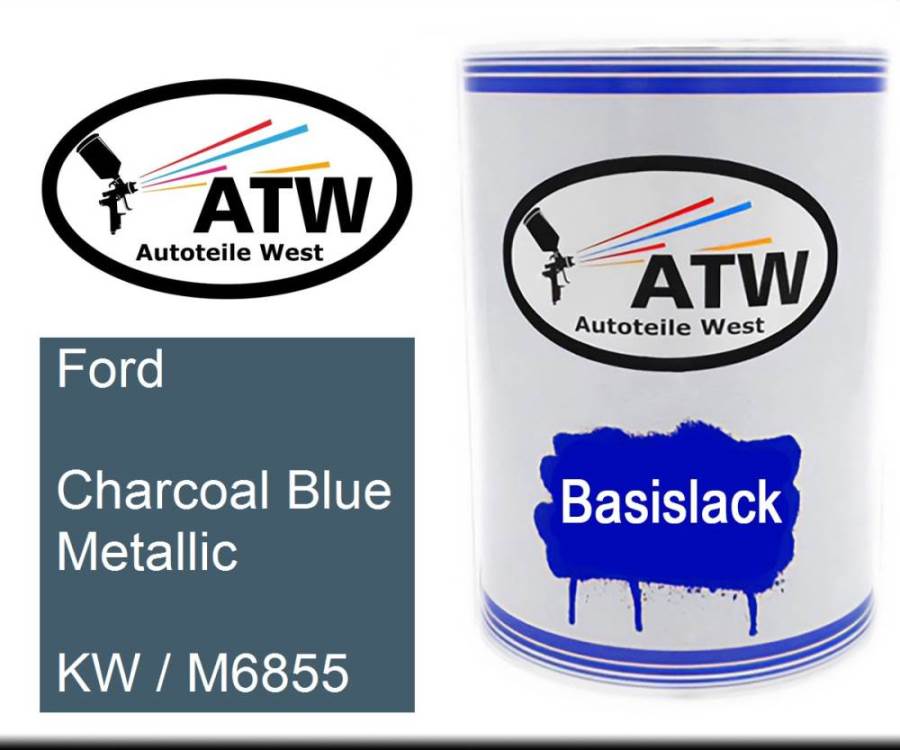 Ford, Charcoal Blue Metallic, KW / M6855: 500ml Lackdose, von ATW Autoteile West.